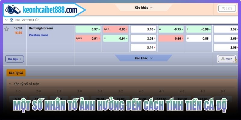 Một số nhân tố ảnh hưởng đến cách tính tiền cá độ