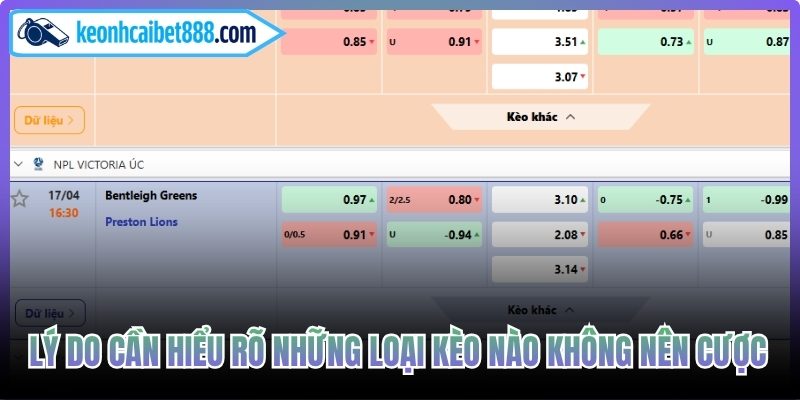 Lý do cần hiểu rõ những loại kèo nào không nên cược