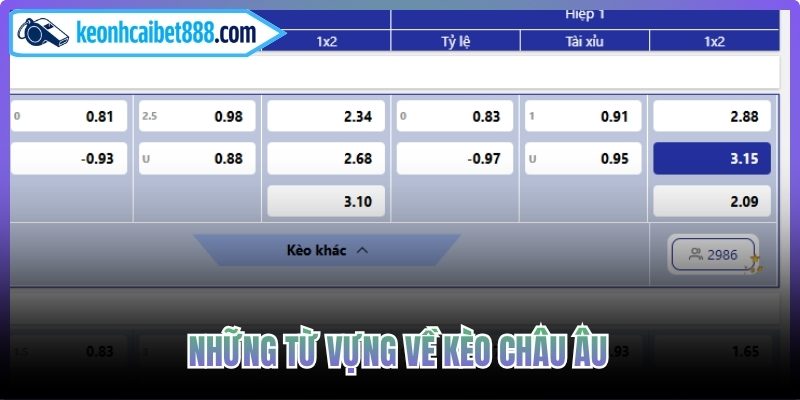 Những từ vựng về kèo châu âu